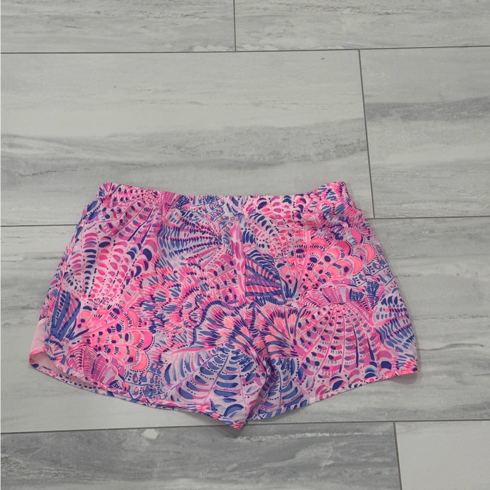 Lilly Pulitzer Pink and Purple Luxletic Ocean Trail Athletic Shorts - Picture 6 of 6